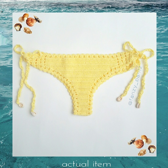 LAST ONE yellow Crochet lace up bikini - Picture 6 of 7